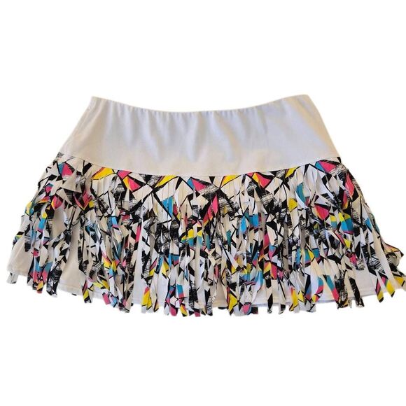 Lucky In Love Womens Multicolor Fringe Athletic Tennis Skort Medium - Picture 3 of 8